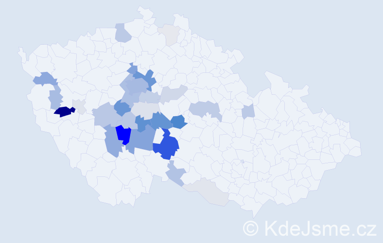 Příjmení: 'Hrubantová', počet výskytů 135 v celé ČR