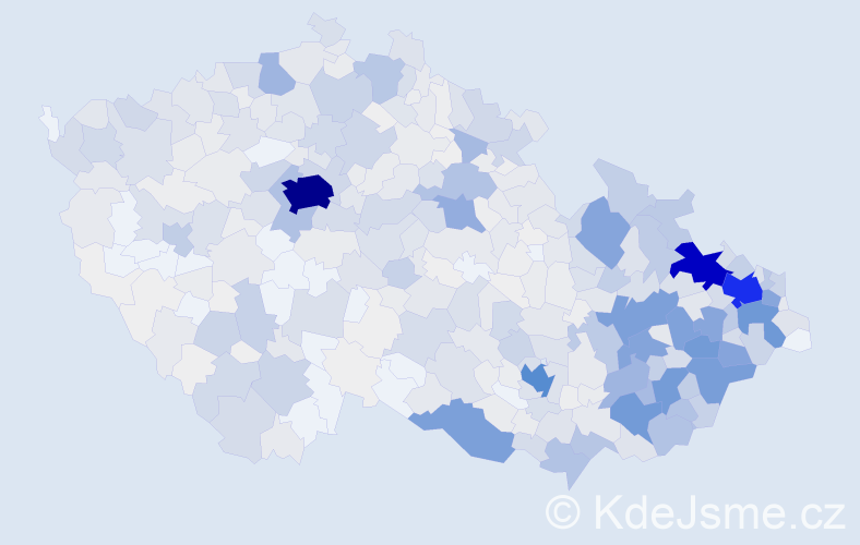 Příjmení: 'Pavelková', počet výskytů 4069 v celé ČR