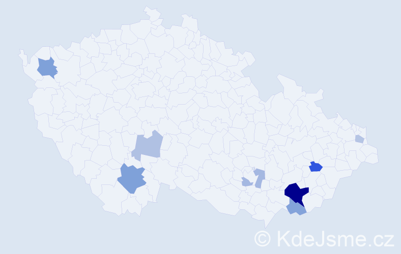 Příjmení: 'Grňáková', počet výskytů 18 v celé ČR