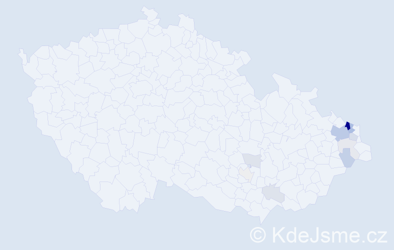 Příjmení: 'Vrožinová', počet výskytů 34 v celé ČR