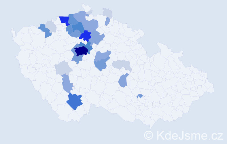 Příjmení: 'Vokálková', počet výskytů 102 v celé ČR