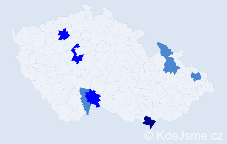 Příjmení: 'Kutlak', počet výskytů 15 v celé ČR