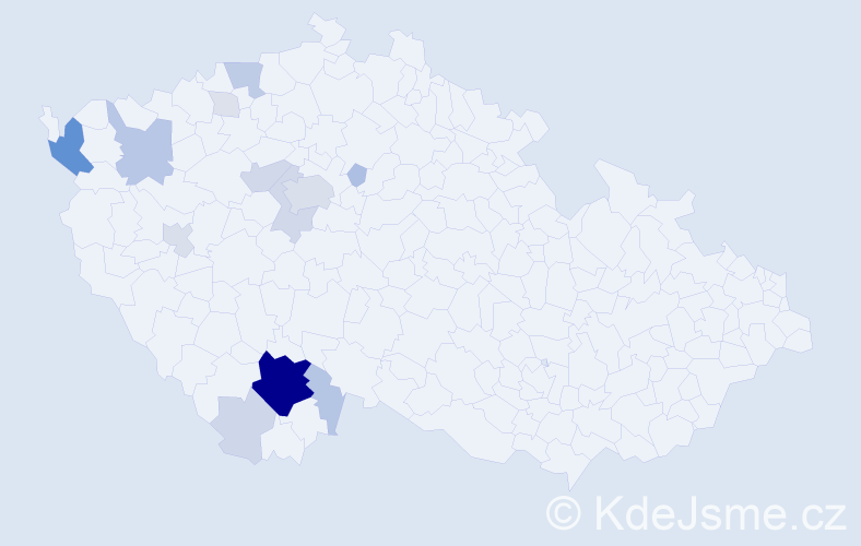 Příjmení: 'Kadoun', počet výskytů 70 v celé ČR