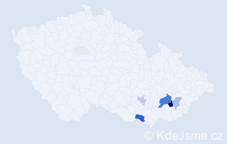 Příjmení: 'Bochořák', počet výskytů 11 v celé ČR