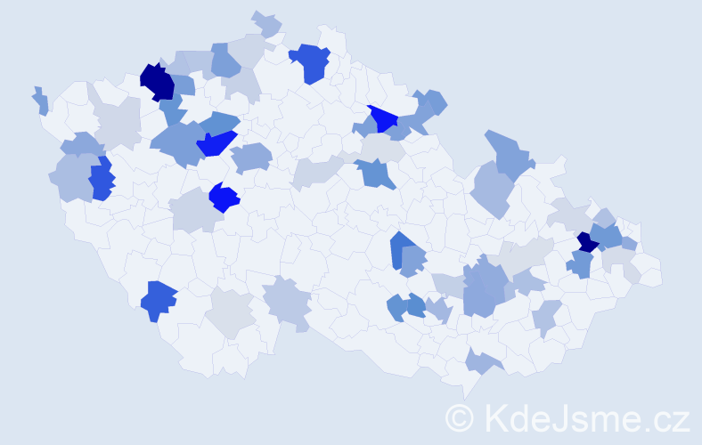 Příjmení: 'Kozárová', počet výskytů 177 v celé ČR