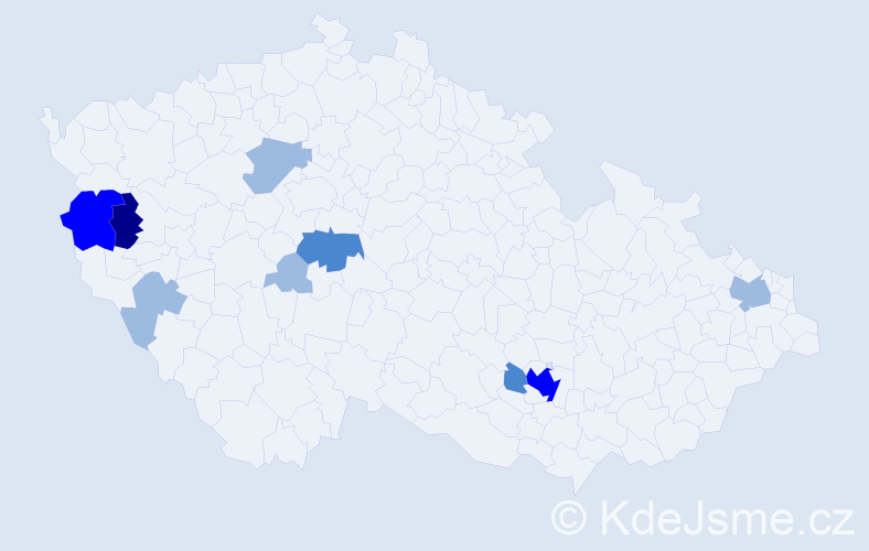 Příjmení: 'Durkáč', počet výskytů 20 v celé ČR