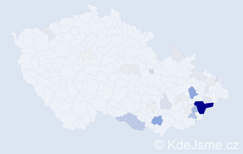Příjmení: 'Mikulenčák', počet výskytů 100 v celé ČR