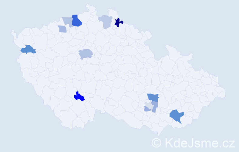 Příjmení: 'Tomičová', počet výskytů 27 v celé ČR