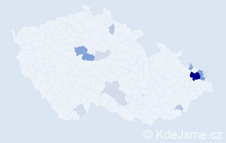 Příjmení: 'Papugová', počet výskytů 55 v celé ČR