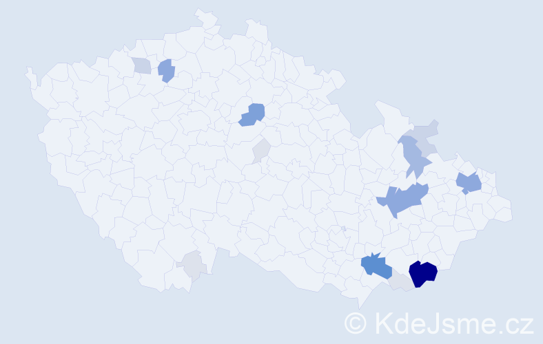 Příjmení: 'Čubík', počet výskytů 70 v celé ČR