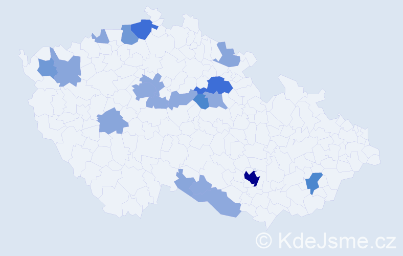 Příjmení: 'Klemerová', počet výskytů 50 v celé ČR