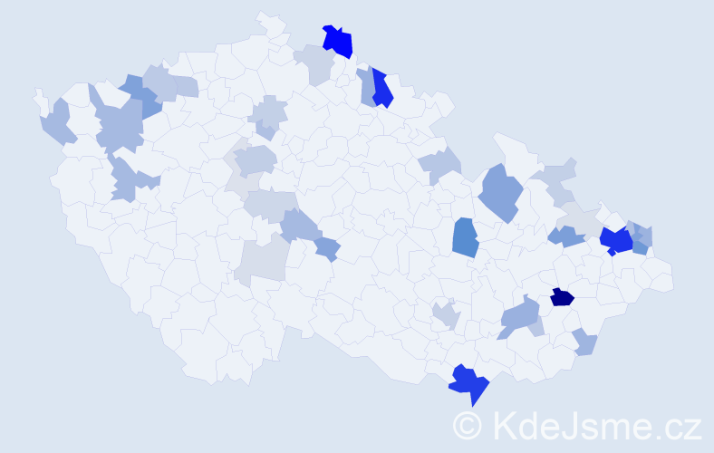 Příjmení: 'Babič', počet výskytů 134 v celé ČR