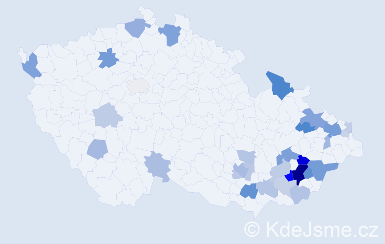 Příjmení: 'Kuňáková', počet výskytů 71 v celé ČR