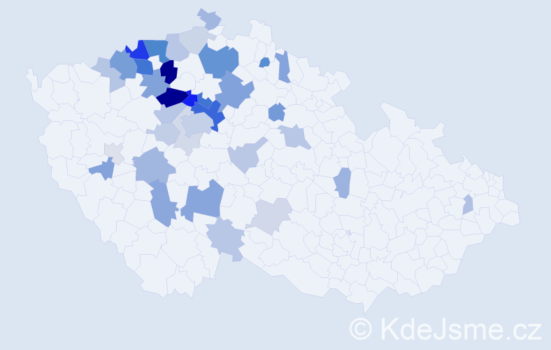 Příjmení: 'Srbek', počet výskytů 101 v celé ČR