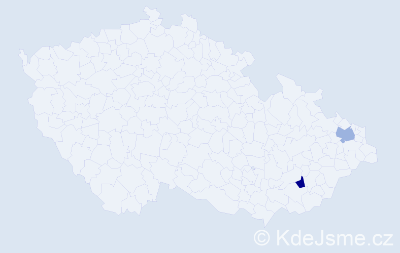 Příjmení: 'Hiánková', počet výskytů 6 v celé ČR