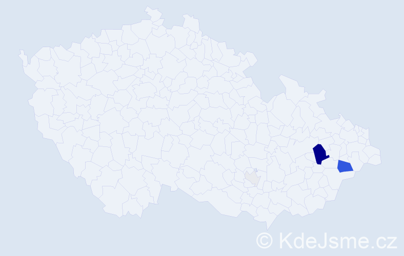 Příjmení: 'Baštán', počet výskytů 14 v celé ČR