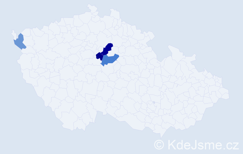 Příjmení: 'Hubner', počet výskytů 6 v celé ČR