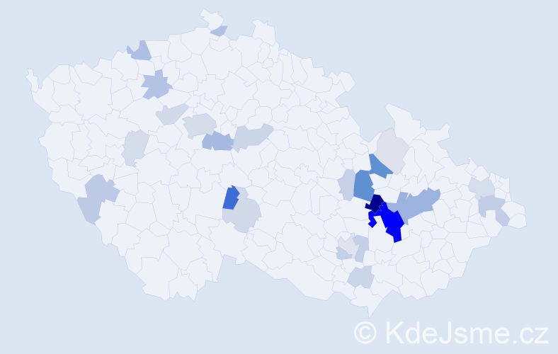 Příjmení: 'Portešová', počet výskytů 91 v celé ČR