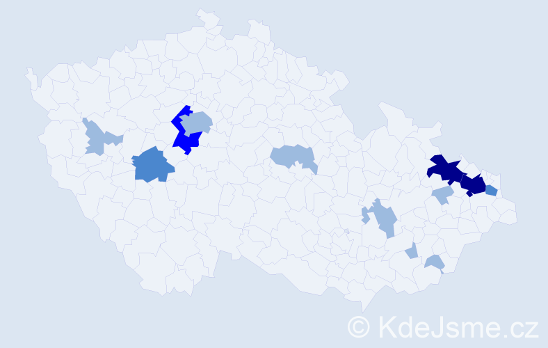 Příjmení: 'Trač', počet výskytů 22 v celé ČR