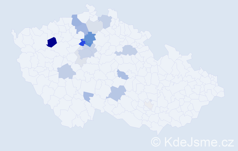 Příjmení: 'Derfl', počet výskytů 63 v celé ČR