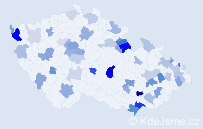 Příjmení: 'Hallová', počet výskytů 154 v celé ČR