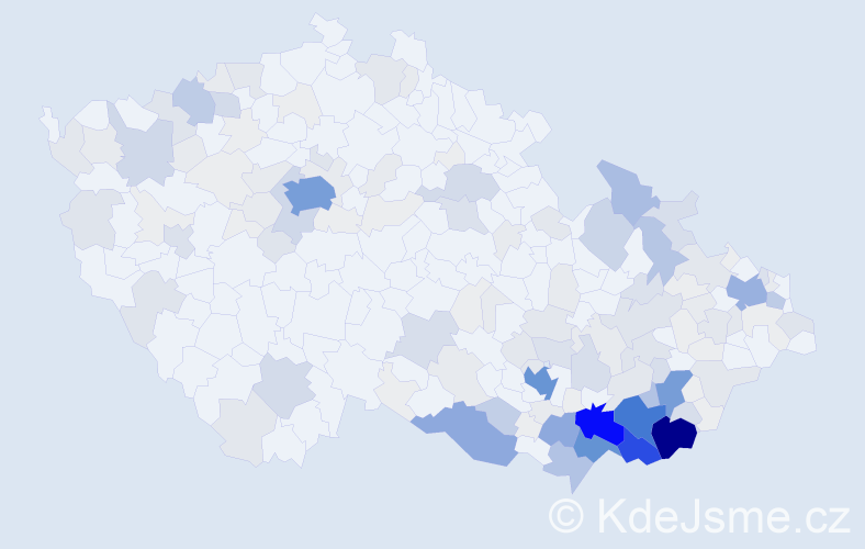 Příjmení: 'Zálešák', počet výskytů 896 v celé ČR
