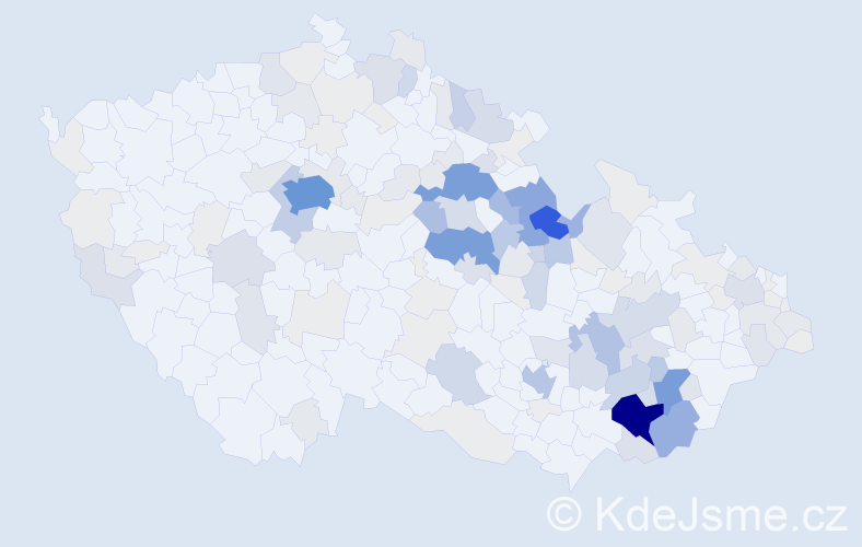 Příjmení: 'Dostálek', počet výskytů 621 v celé ČR