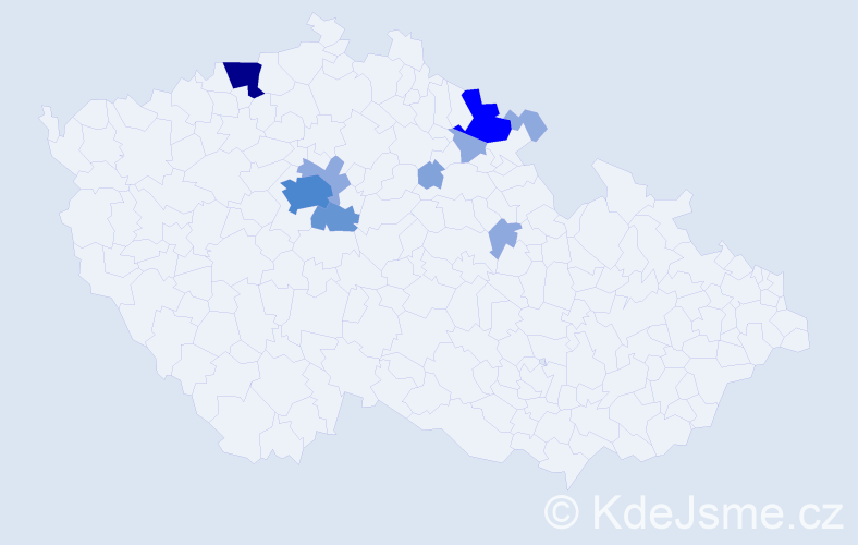 Příjmení: 'Doulík', počet výskytů 27 v celé ČR