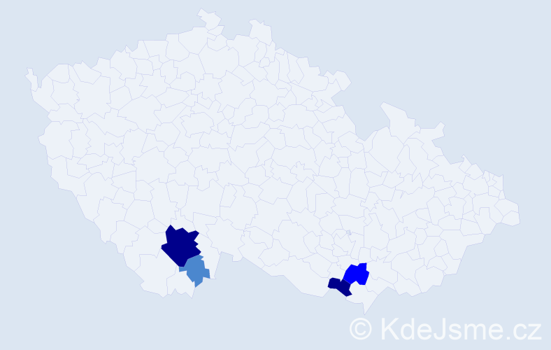 Příjmení: 'Konýčková', počet výskytů 9 v celé ČR