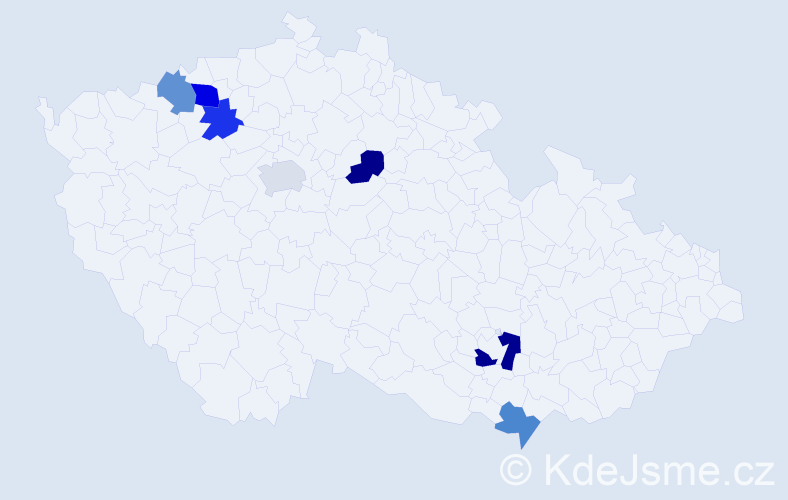 Příjmení: 'Prelcová', počet výskytů 9 v celé ČR