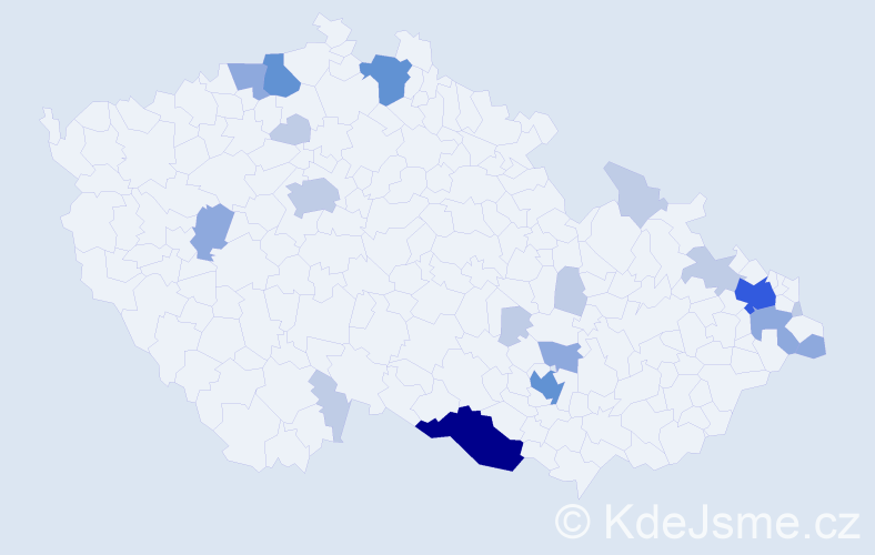 Příjmení: 'Lisko', počet výskytů 46 v celé ČR