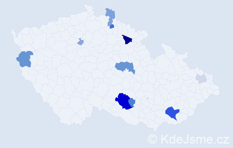 Příjmení: 'Krys', počet výskytů 34 v celé ČR
