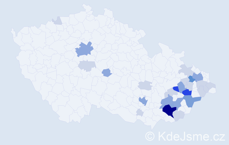 Příjmení: 'Libosvár', počet výskytů 75 v celé ČR