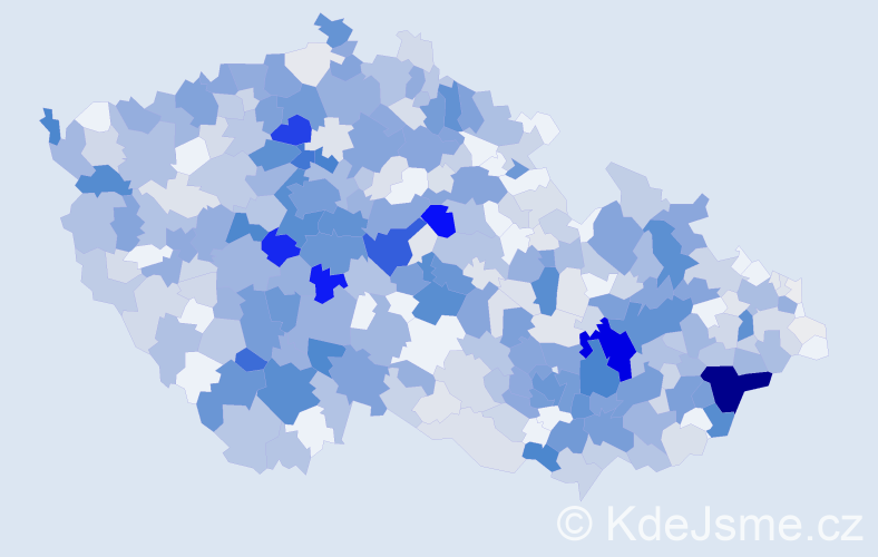 Příjmení: 'Kocourek', počet výskytů 2314 v celé ČR