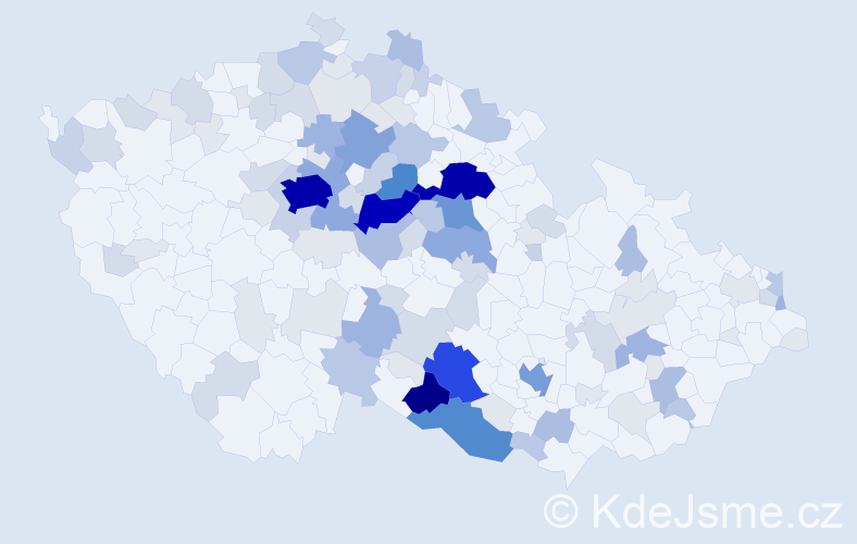 Příjmení: 'Bulíček', počet výskytů 412 v celé ČR