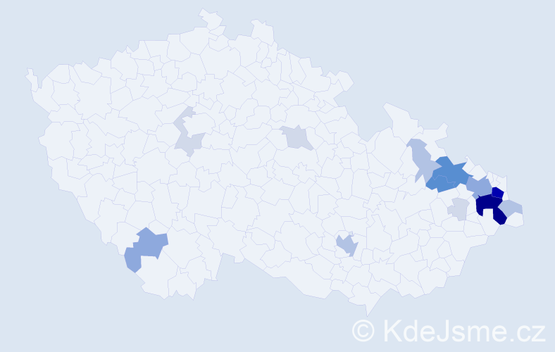 Příjmení: 'Juroš', počet výskytů 60 v celé ČR