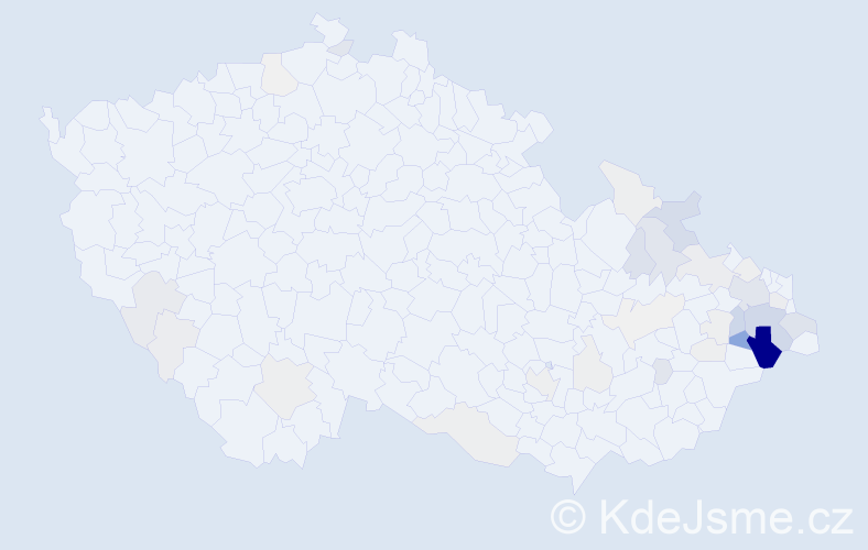 Příjmení: 'Běčáková', počet výskytů 174 v celé ČR