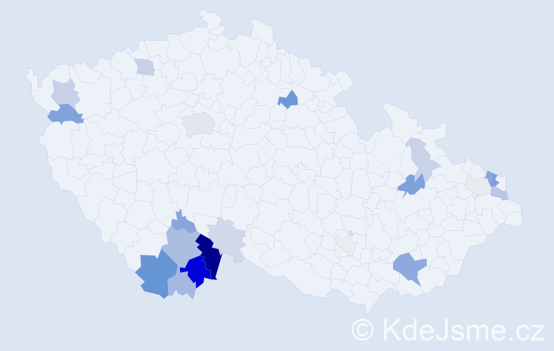 Příjmení: 'Dibďák', počet výskytů 60 v celé ČR