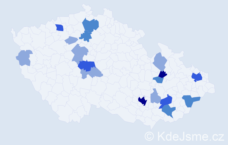 Příjmení: 'Bačinská', počet výskytů 40 v celé ČR