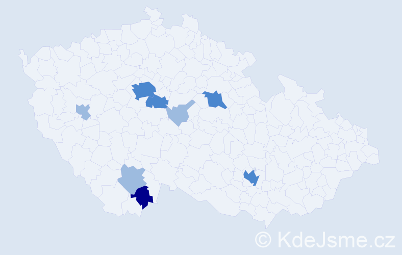 Příjmení: 'Wegerová', počet výskytů 15 v celé ČR
