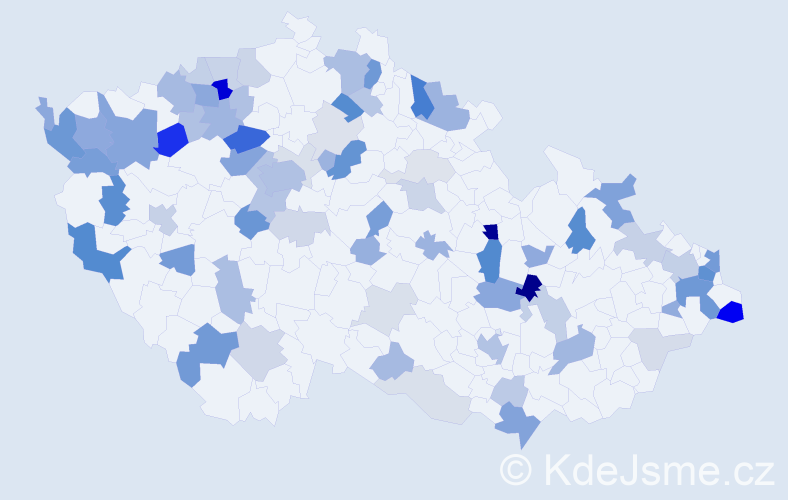 Příjmení: 'Bednár', počet výskytů 213 v celé ČR