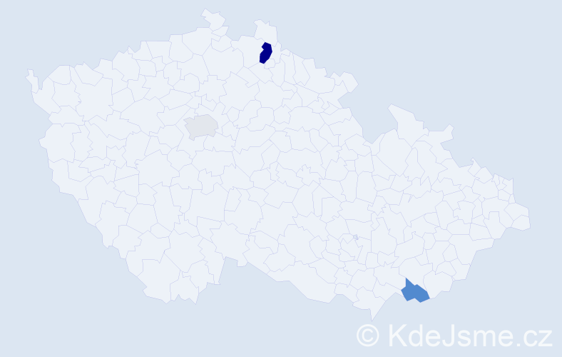 Příjmení: 'Pálich', počet výskytů 5 v celé ČR