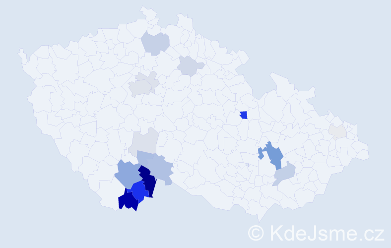 Příjmení: 'Lepša', počet výskytů 56 v celé ČR