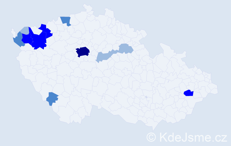 Příjmení: 'Cimbalová', počet výskytů 25 v celé ČR