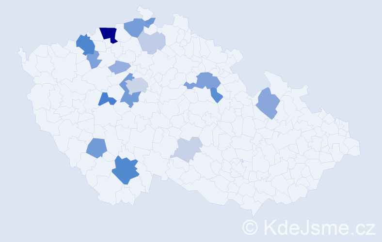 Příjmení: 'Kotvald', počet výskytů 54 v celé ČR