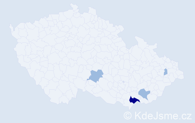 Příjmení: 'Dolinajcová', počet výskytů 7 v celé ČR