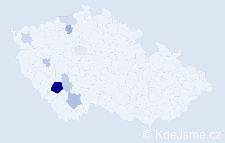 Příjmení: 'Brušák', počet výskytů 23 v celé ČR