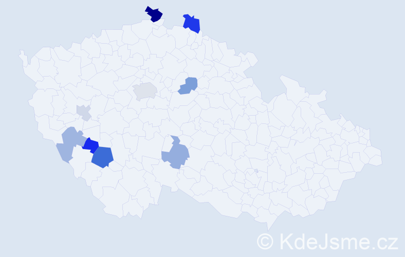 Příjmení: 'Bačovčin', počet výskytů 17 v celé ČR