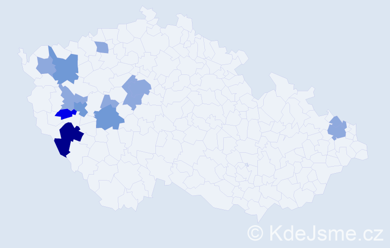 Příjmení: 'Slunčíková', počet výskytů 26 v celé ČR