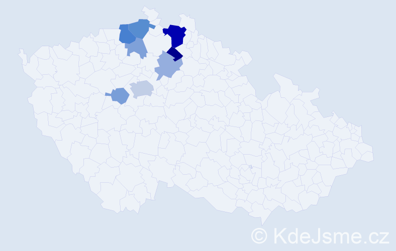 Příjmení: 'Kracmanová', počet výskytů 19 v celé ČR